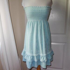 JUICY COUTURE Vintage Y2K 90's Smocked Terry Dress Double Ruffle Hem S